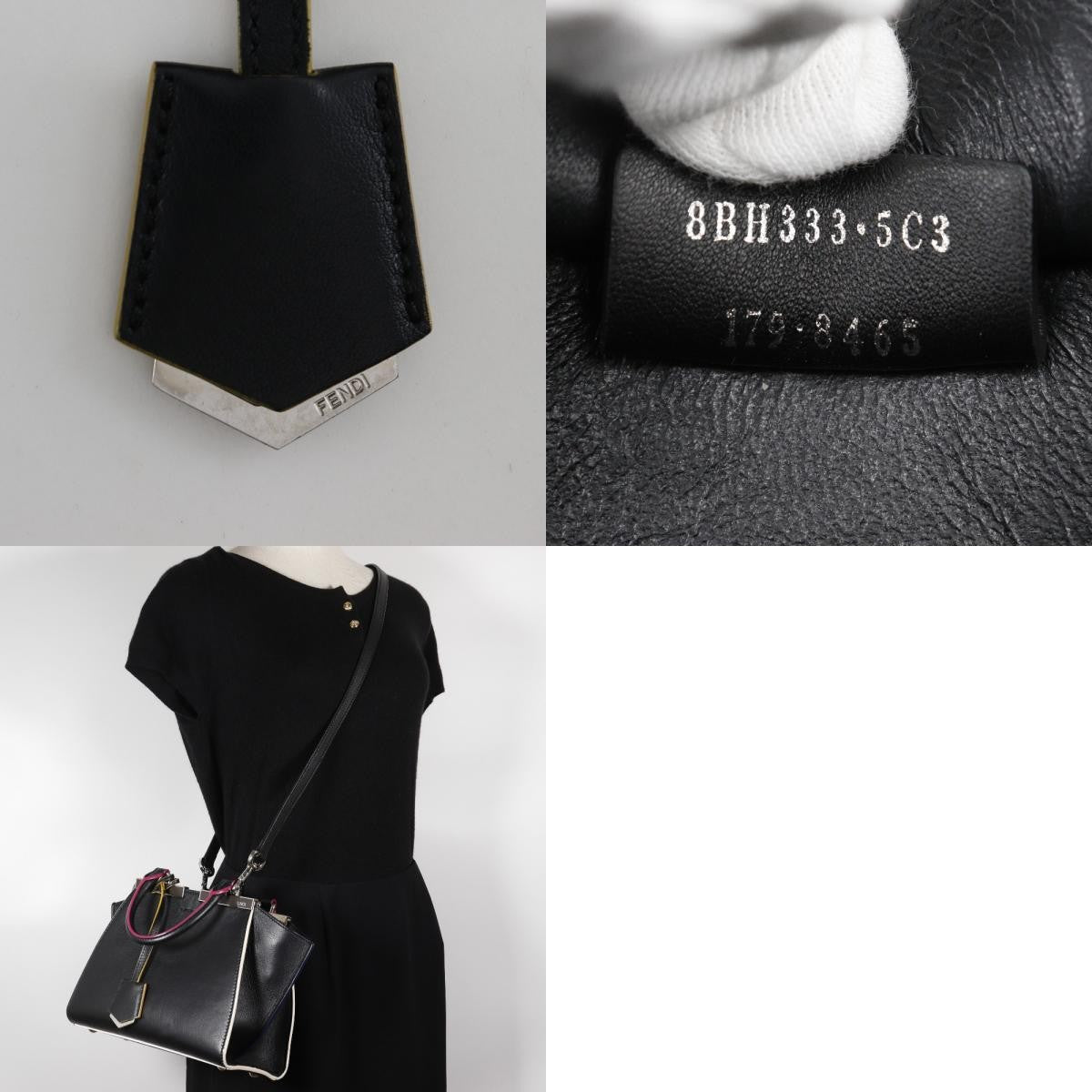 Fendi Petite 3Jours Bag Leather, BLACK, LEATHER, Handbag