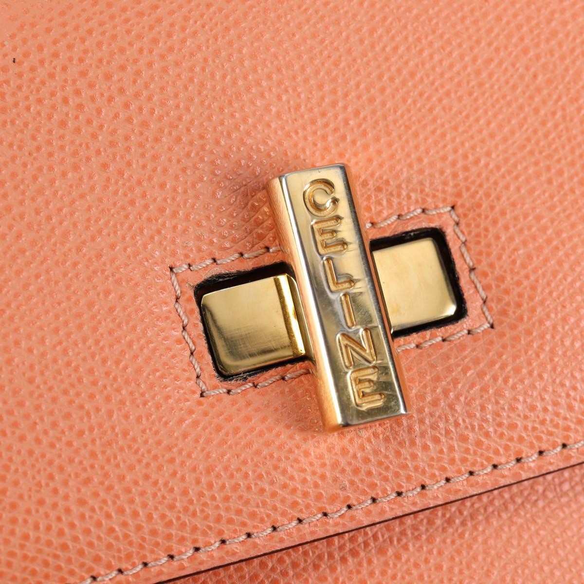 Celine Vintage Convertible Turnlock Top Handle Bag Leather, ORANGE, LEATHER, Handbag