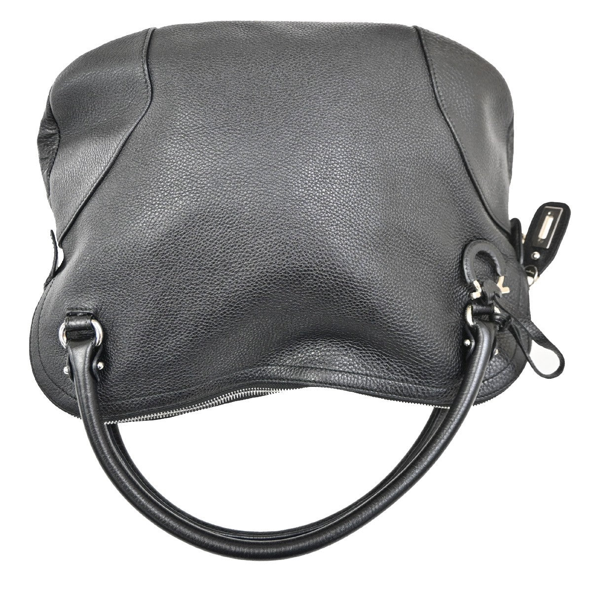 Salvatore Ferragamo Gancini handbag Leather, BLACK, LEATHER, Handbag