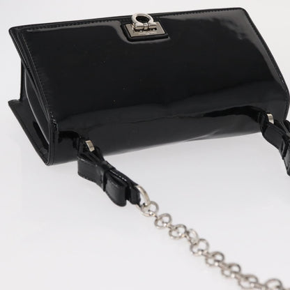 Salvatore Ferragamo Gancini Chain Shoulder bag Patent leather, BLACK, PATENT_LEATHER, Shoulder bag