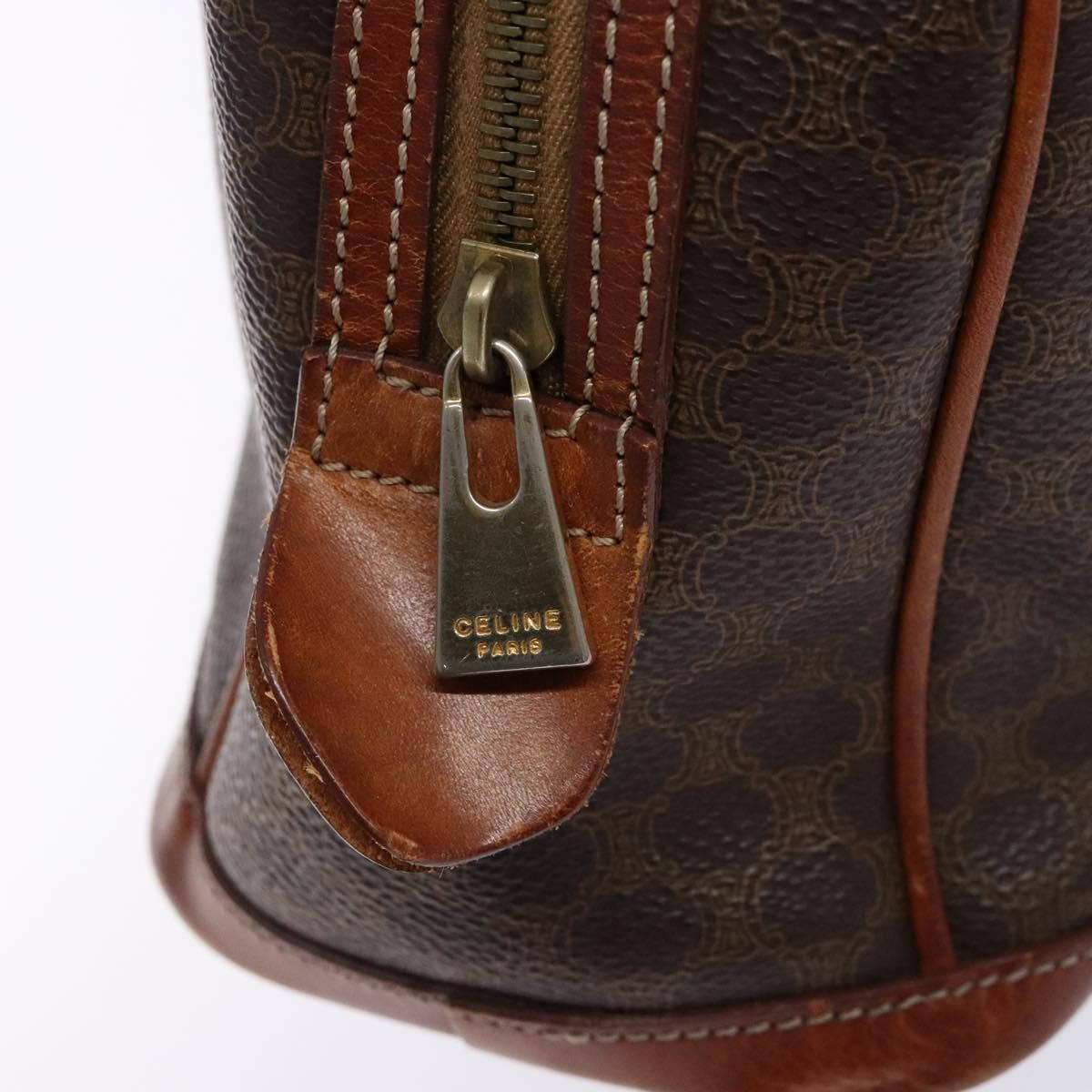 Celine Macadam Handbag Macadam with leather, BROWN, CANVAS, Handbag