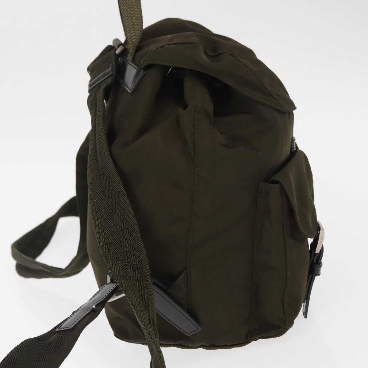 Prada Vela Double Front Pocket Backpack Tessuto with Saffiano Leather, KHAKI, NYLON, Backpack
