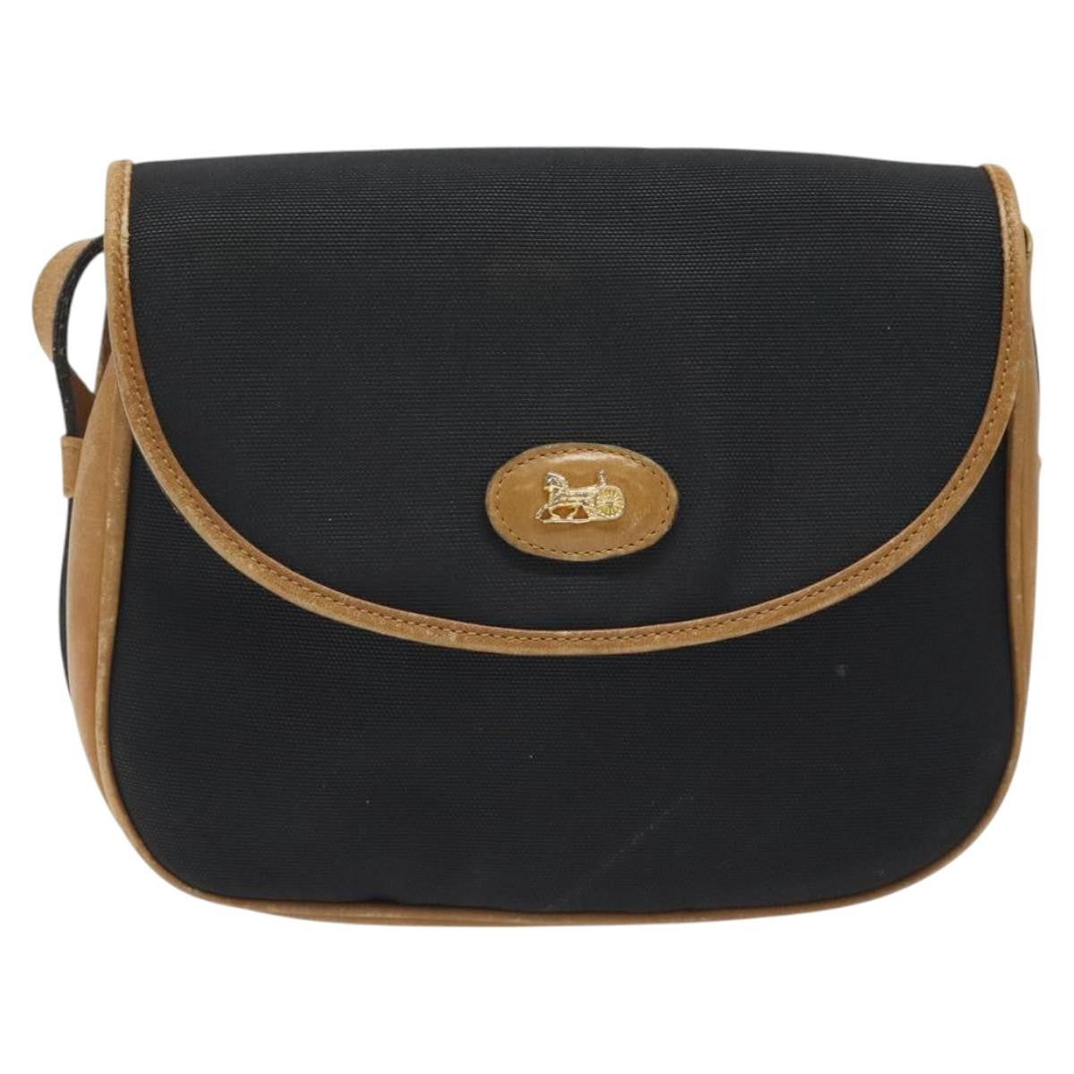 Celine Vintage Triomphe Shoulder Bag Canvas, BLACK, CANVAS, Shoulder bag