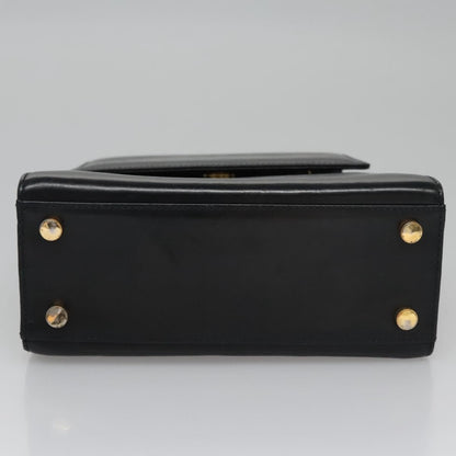 Salvatore Ferragamo Gancini handbag Leather, BLACK, LEATHER, Handbag