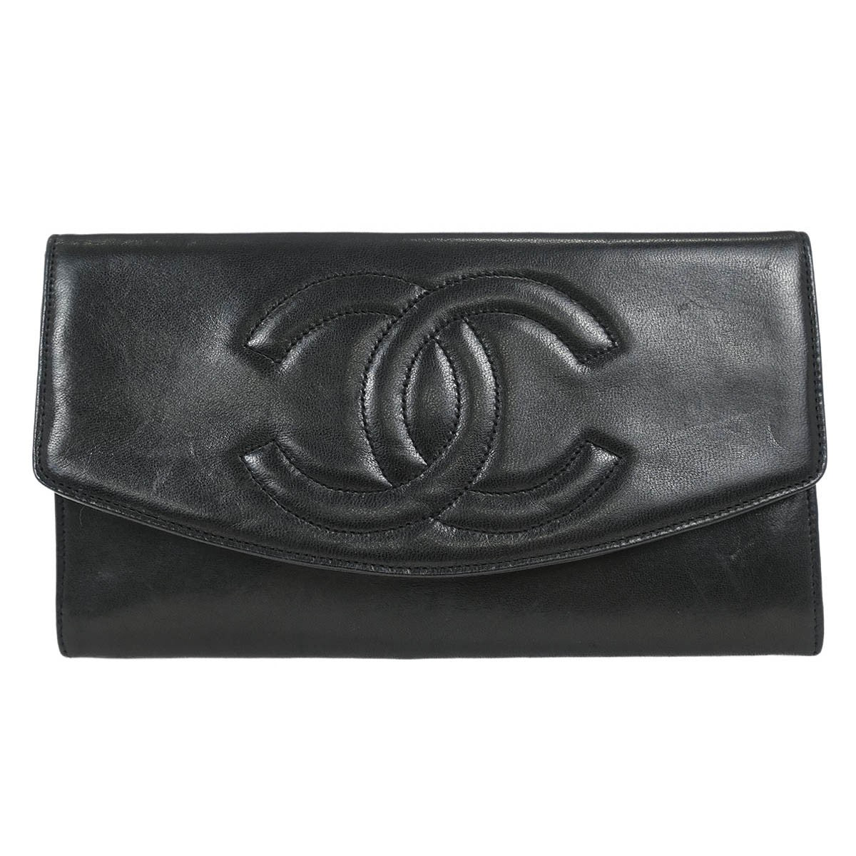 Chanel Vintage CC Flap Wallet Leather, BLACK, LEATHER, Wallets