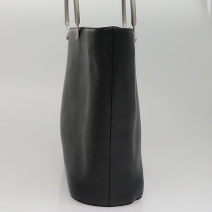 Chanel Vintage Metal Ring Tote Leather, BLACK, LEATHER, Tote bag