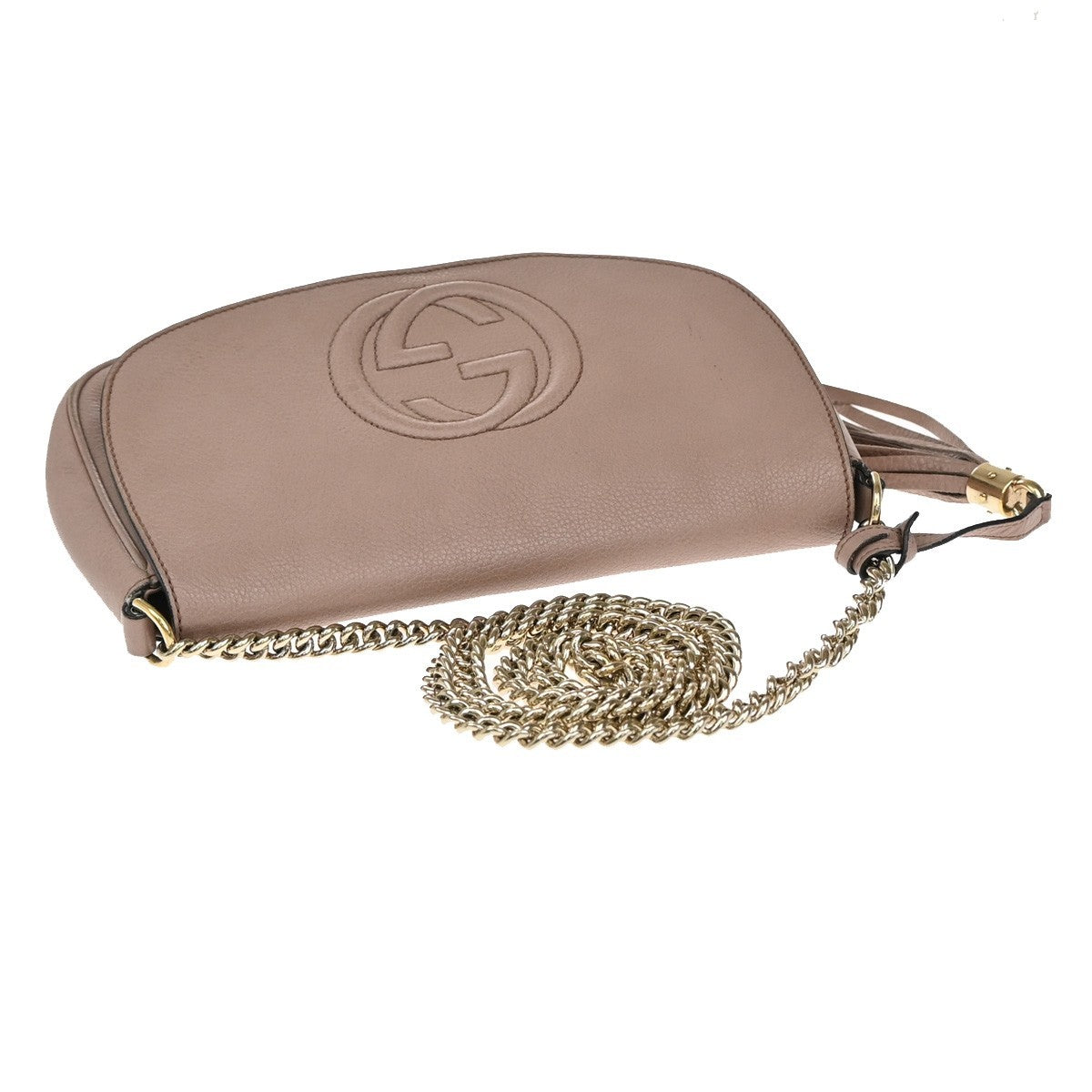 Gucci Soho Chain Crossbody Bag Leather, PINK, LEATHER, Shoulder bag