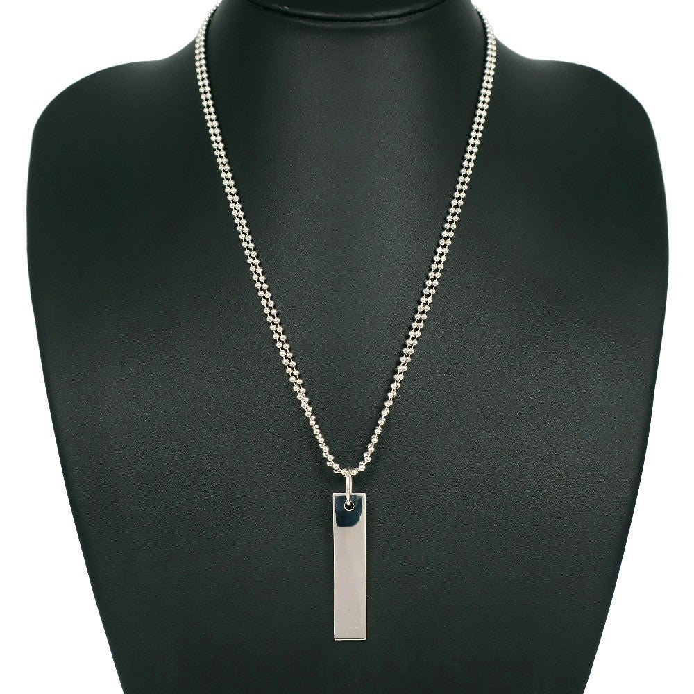 Gucci Logo Bar Double Ball Necklace Silver 925, SILVER, SILVER, Necklace