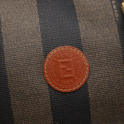 Fendi Vintage Pequin Convertible Boston Bag Coated Canvas, BROWN, CANVAS, Handbag