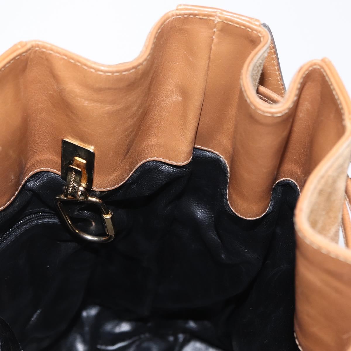 Salvatore Ferragamo Vintage Shoulder Bag Leather, BEIGE, SUEDE, Shoulder bag