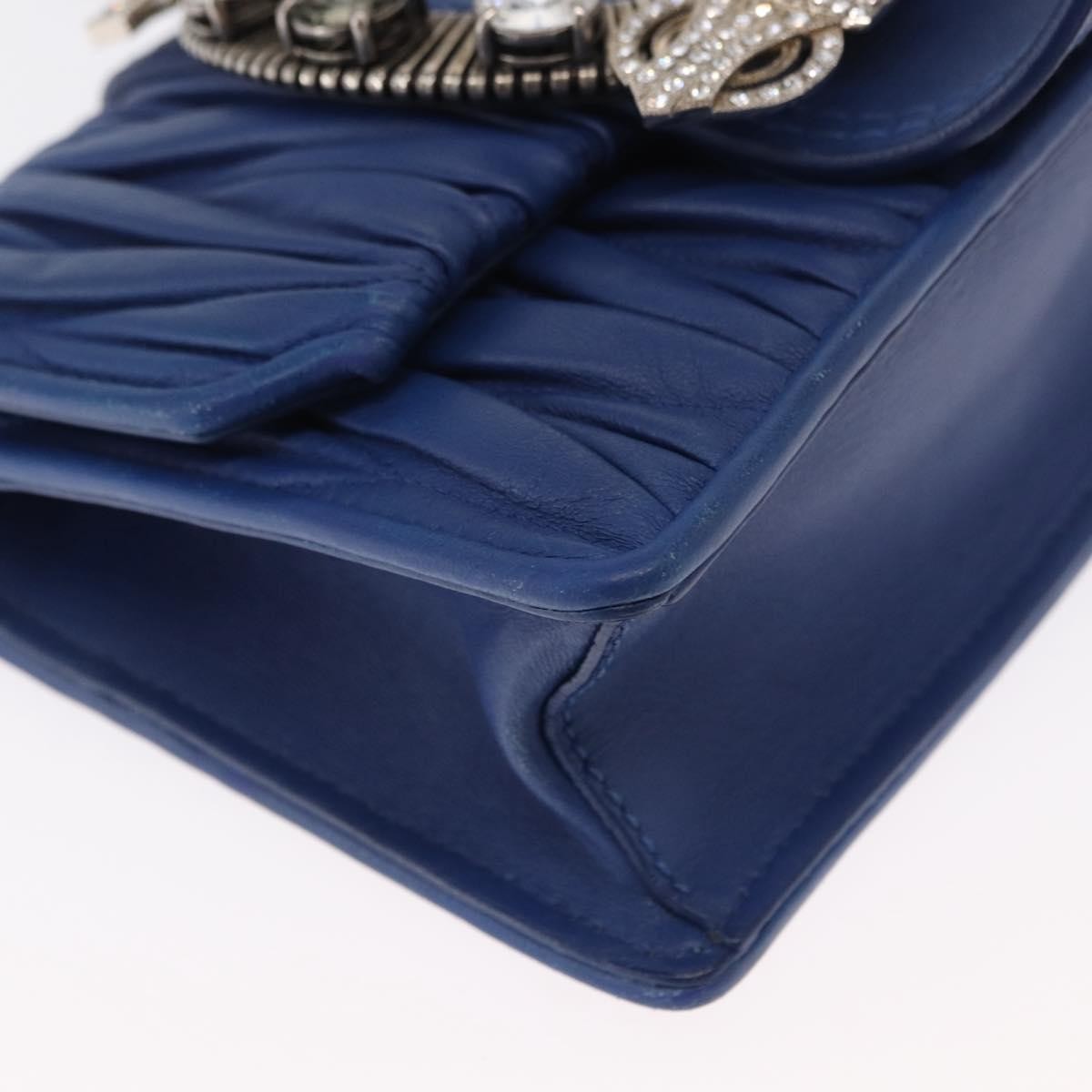 Miu Miu Madras Crystal Buckle Shoulder Bag Leather, Blue, Leather, Shoulder Bag