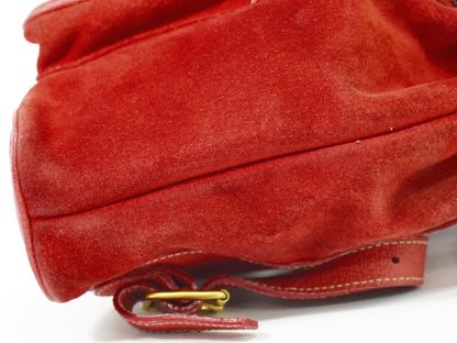 Gucci Vintage Bamboo Backpack Suede, RED, SUEDE, Backpack