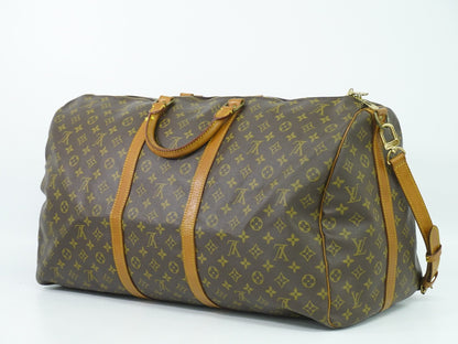 Louis Vuitton Keepall Bandouliere Bag Monogram Canvas, BROWN, CANVAS, Travel bag