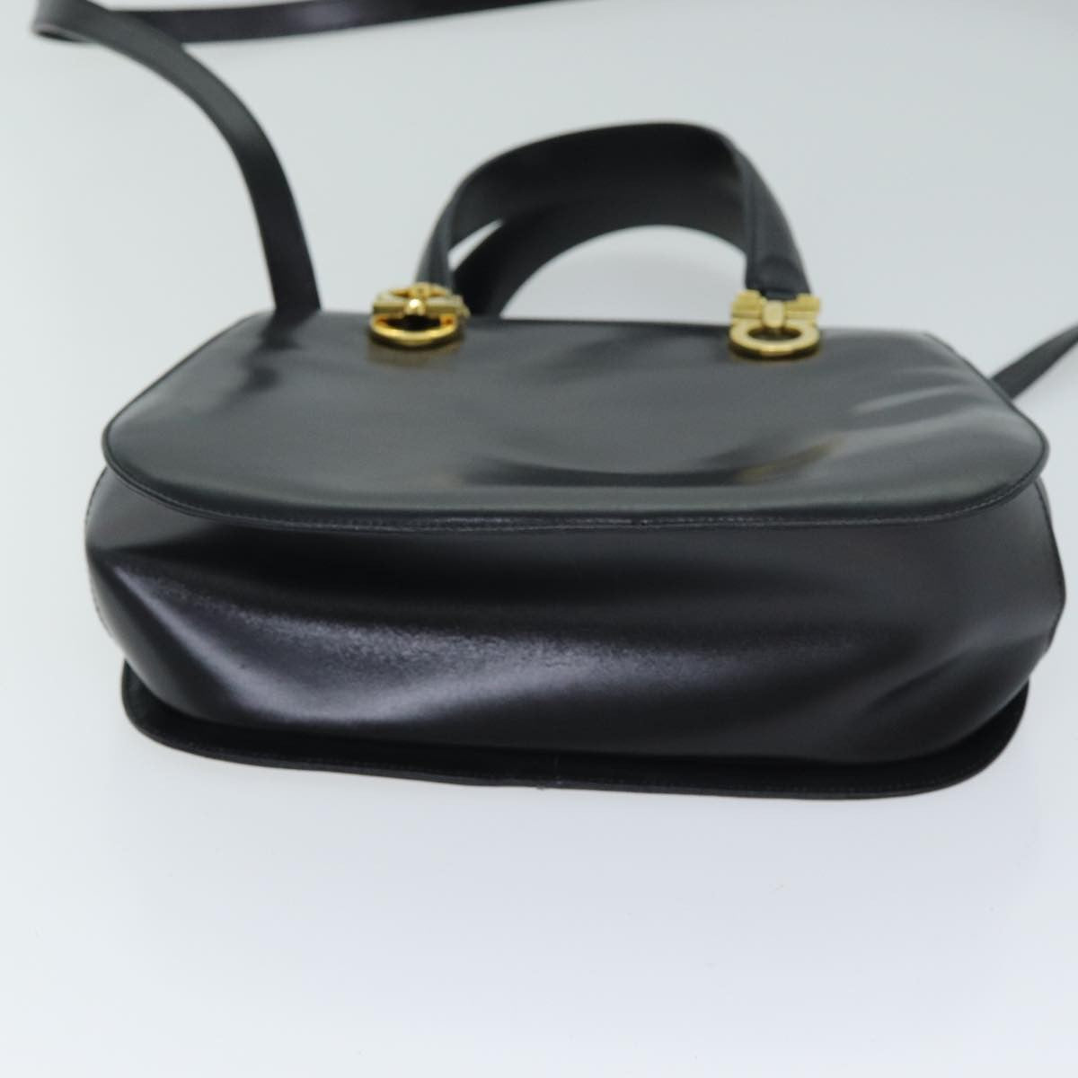 Salvatore Ferragamo Gancini handbag Leather, BLACK, LEATHER, Handbag