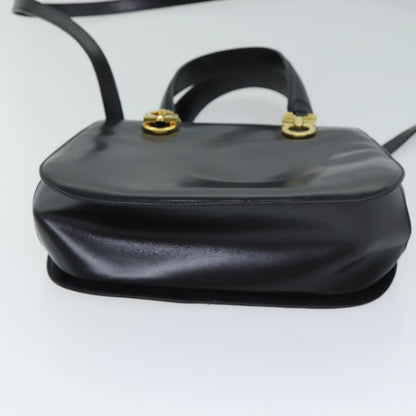 Salvatore Ferragamo Gancini handbag Leather, BLACK, LEATHER, Handbag