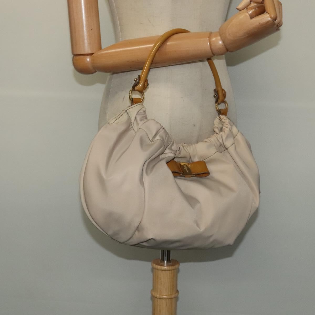 Salvatore Ferragamo Vala Handbag Nylon, BEIGE, NYLON, Handbag