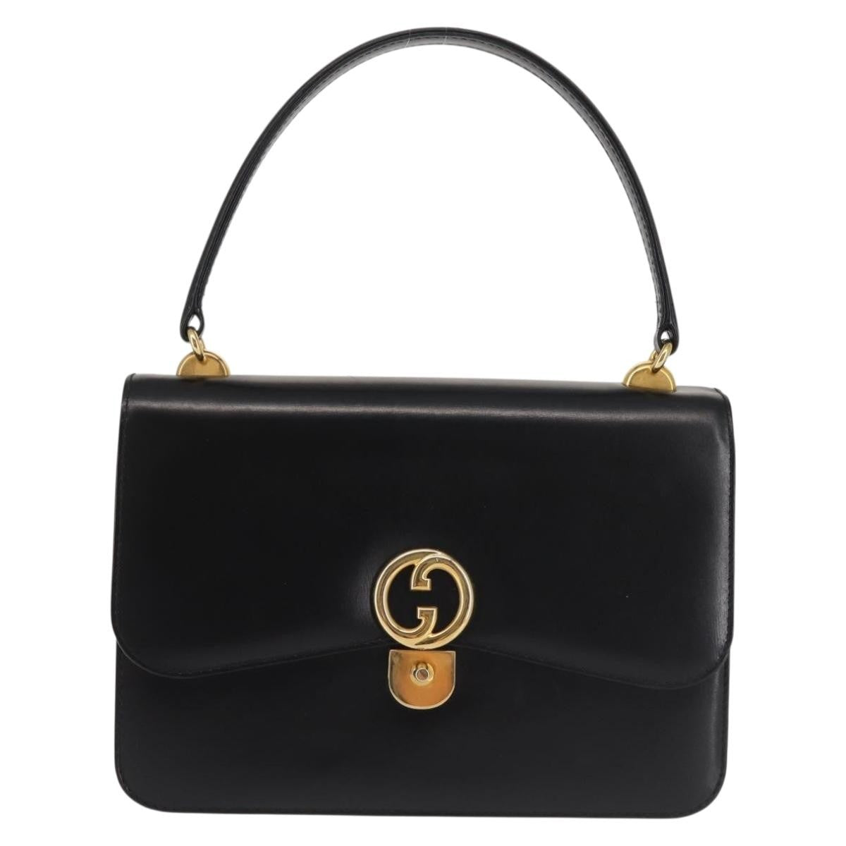 Gucci 1973 Flap Top Handle Bag Leather, BLACK, LEATHER, Handbag