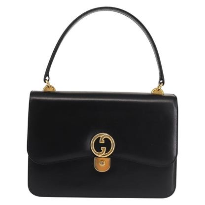 Gucci 1973 Flap Top Handle Bag Leather, BLACK, LEATHER, Handbag