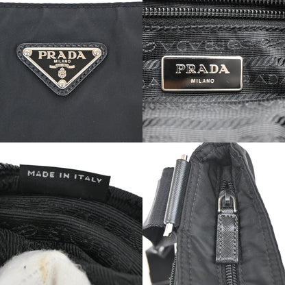 Prada Zip Top Messenger Bag Tessuto, BLACK, SYNTHETIC, Handbag