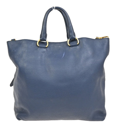 Prada Shopping Tote Vitello Daino, Navy, Leather, Tote Bag