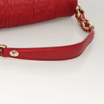 Christian Dior Delidior Chain Shoulder Bag Cannage Quilt Leather, RED, LEATHER, Shoulder bag