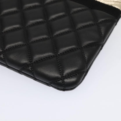 Chanel Pearl O Case Clutch Quilted Lambskin and Calfskin, BLACK, LEATHER, Clutche & pouche