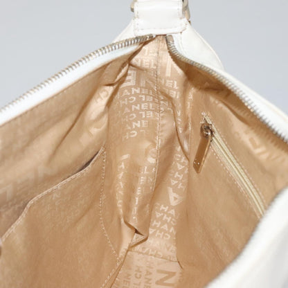 Chanel Chocolate Bar CC Shoulder Bag Quilted Leather, WHITE, LEATHER, Shoulder bag