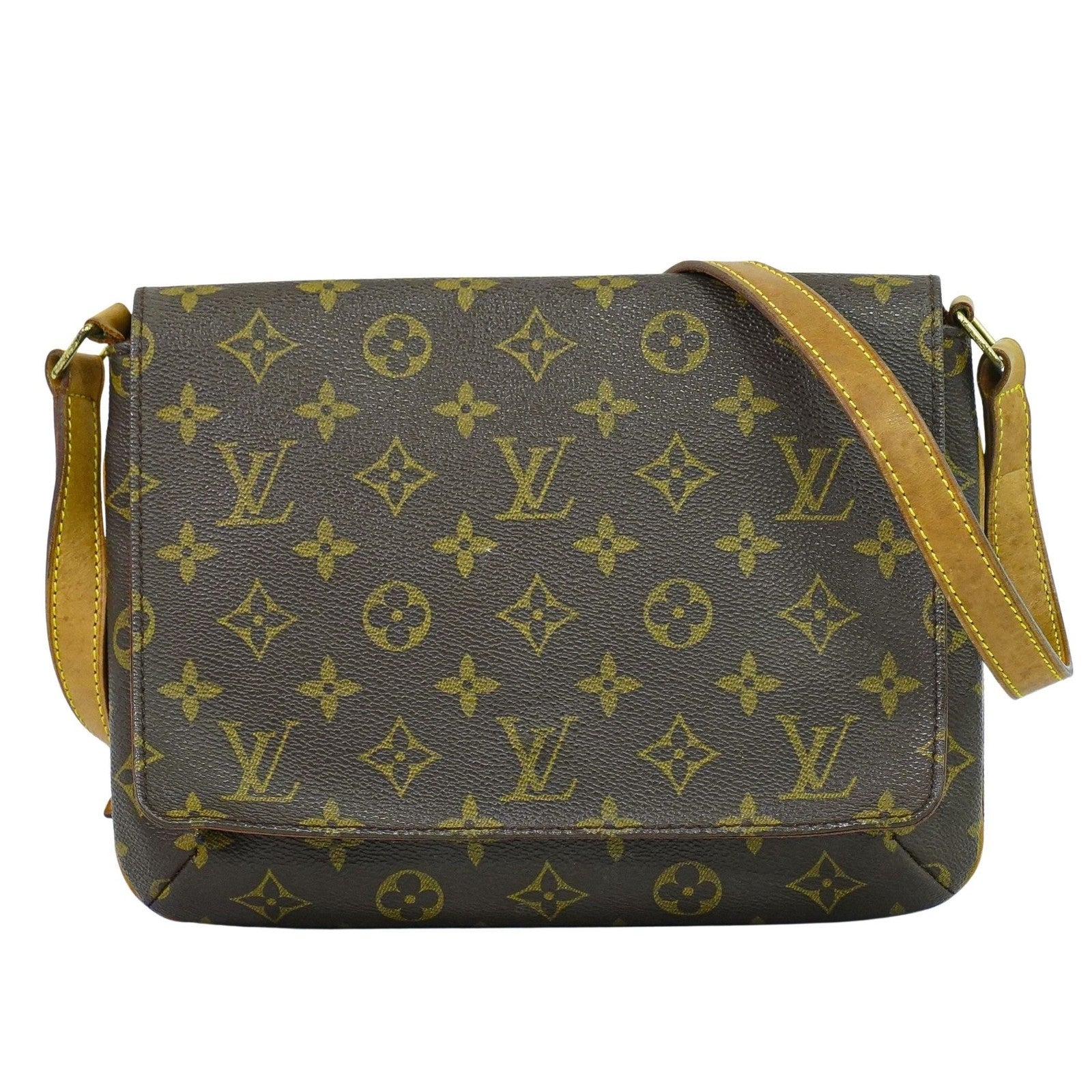 Louis Vuitton Musette Tango Handbag Monogram Canvas, BROWN, CANVAS, Shoulder bag