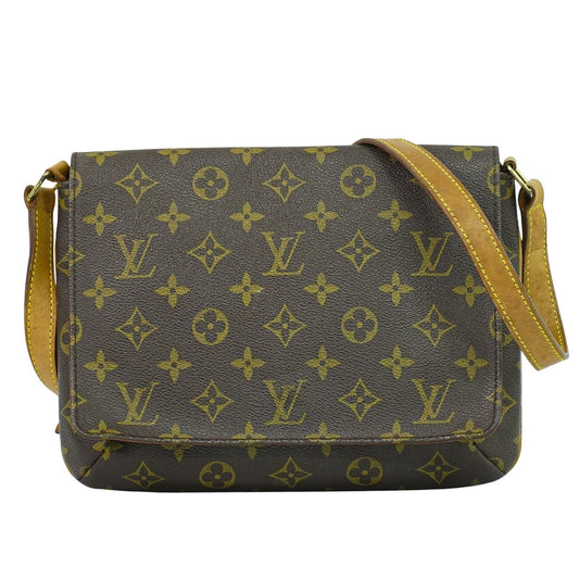 Louis Vuitton Musette Tango Handbag Monogram Canvas, BROWN, CANVAS, Shoulder bag