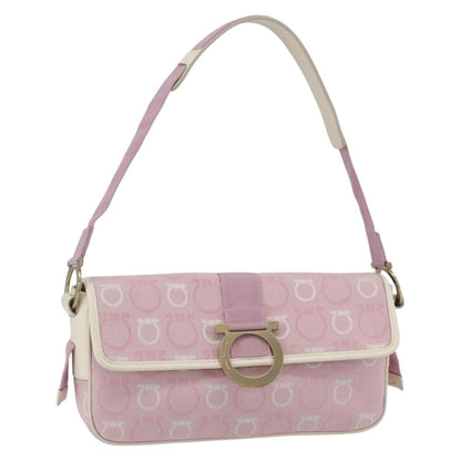 Salvatore Ferragamo Gancini Shoulder Bag Canvas, PINK, CANVAS, Shoulder bag