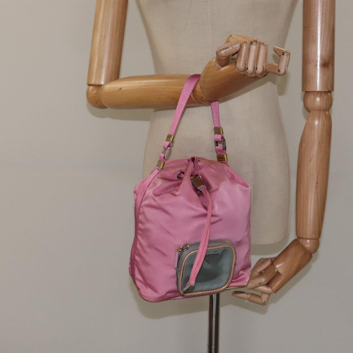 Prada Drawstring Bucket Bag Tessuto, PINK, NYLON, Handbag