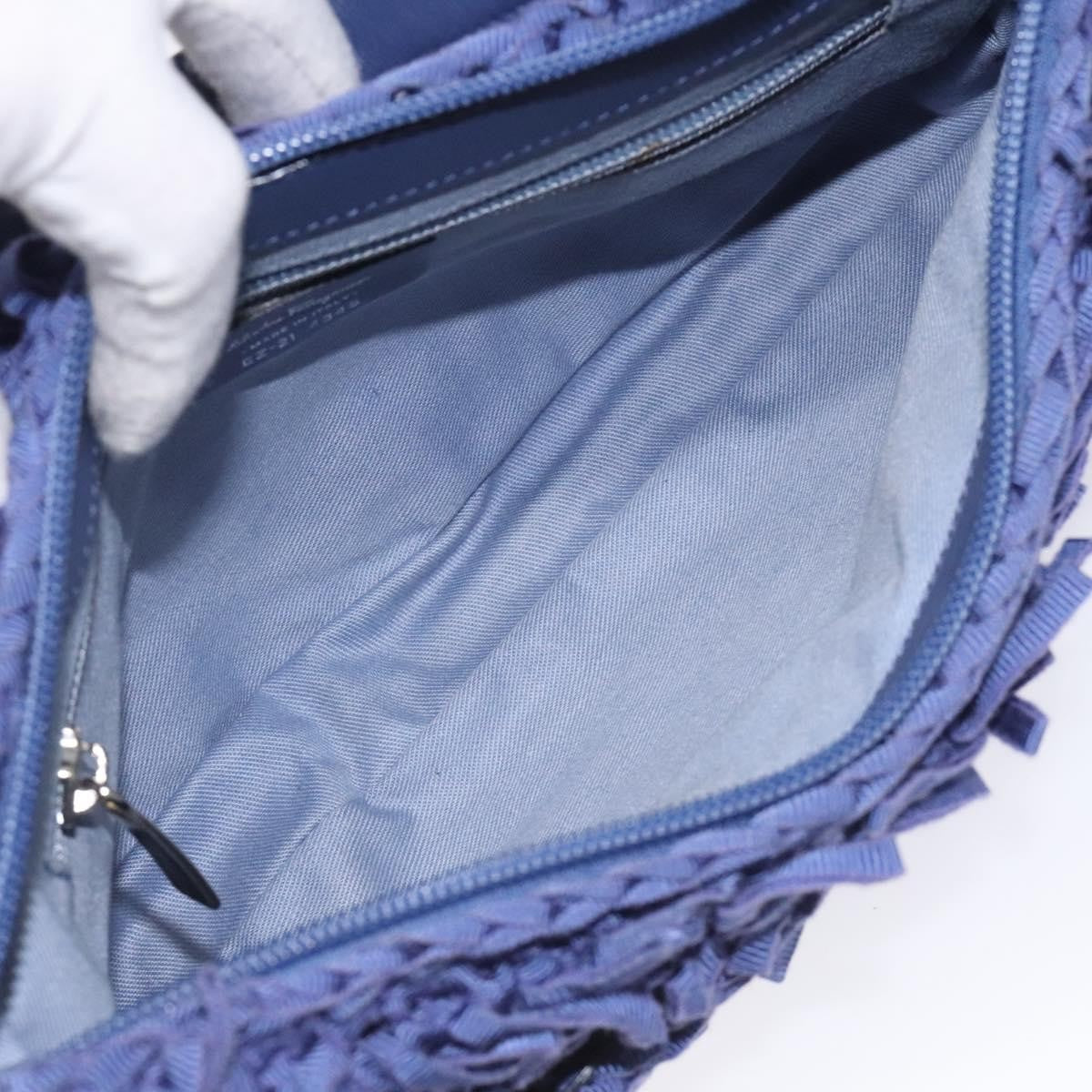 Salvatore Ferragamo Gancini Shoulder Bag Canvas, BLUE, CANVAS, Shoulder bag