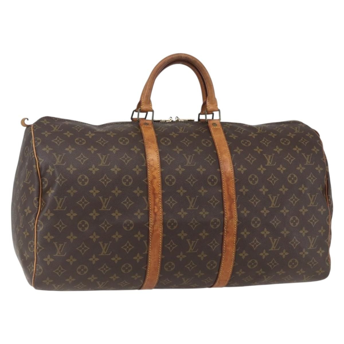 Louis Vuitton Keepall Bag Monogram Canvas, BROWN, CANVAS, Travel bag
