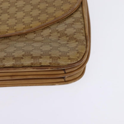 Celine Vintage Macadam Shoulder Bag Canvas and Leather, BEIGE, CANVAS, Shoulder bag