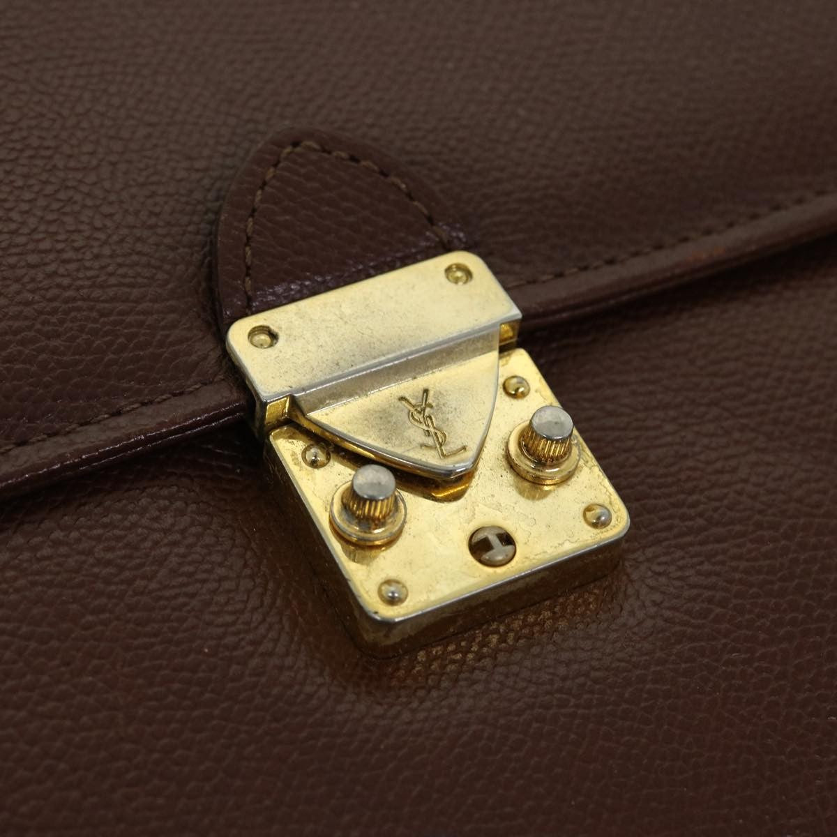 Saint Laurent Vintage Flap Document Holder Leather, BROWN, LEATHER, Briefcase