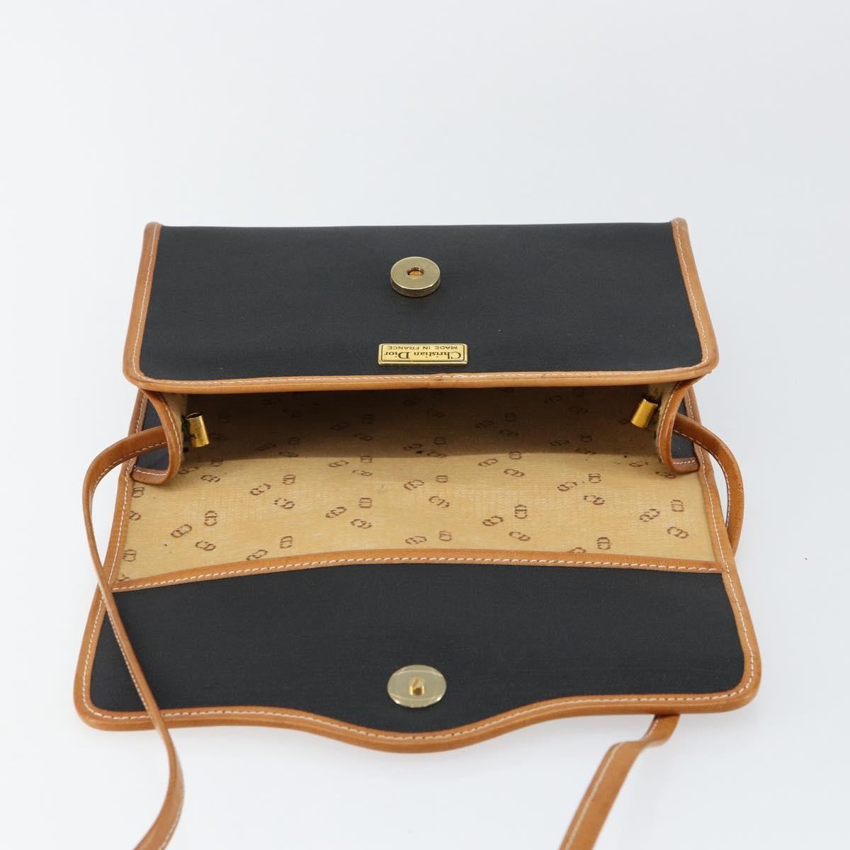 Christian Dior Vintage CD Logo Shoulder Bag Leather, BLACK, LEATHER, Shoulder bag