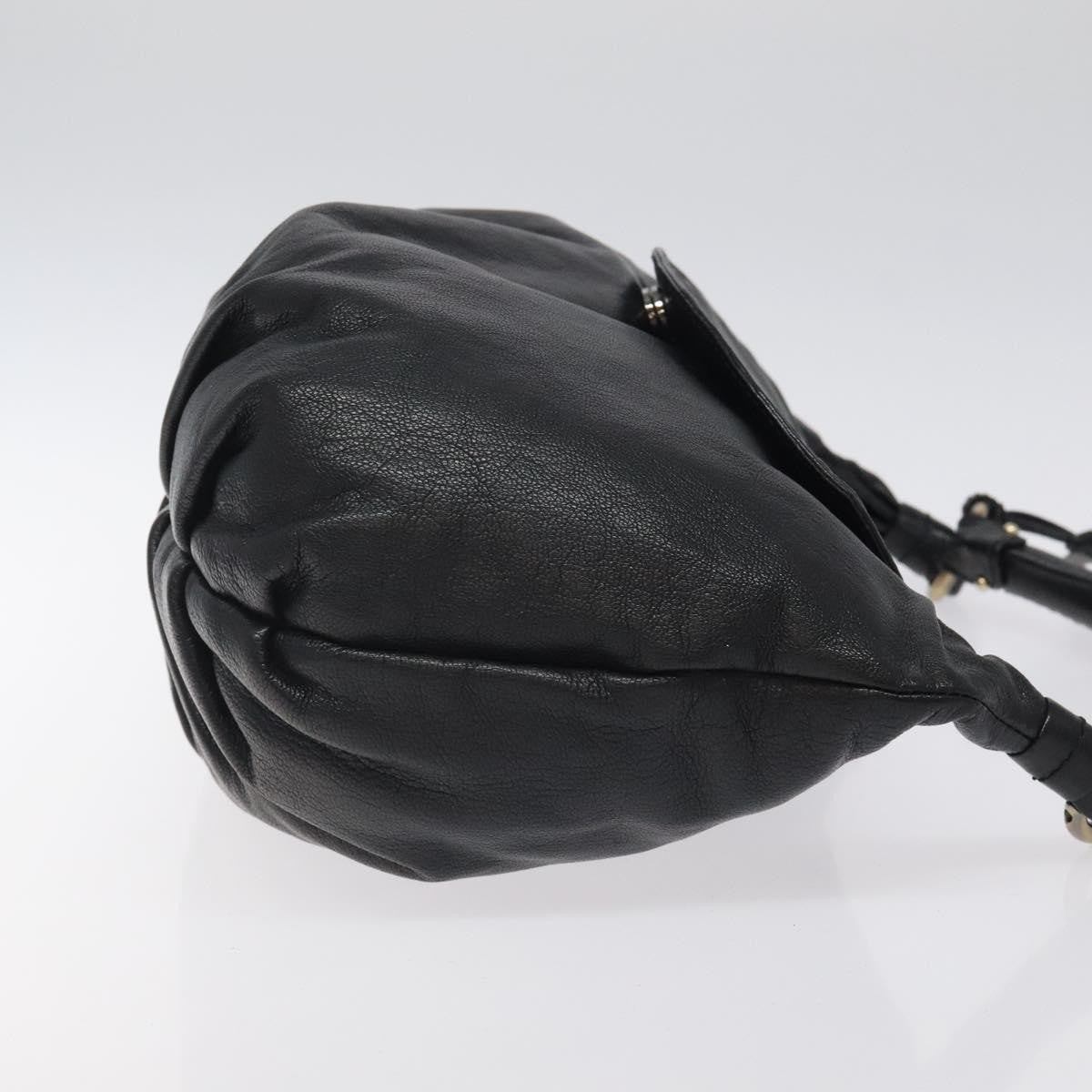 Salvatore Ferragamo Gancini handbag Leather, BLACK, LEATHER, Handbag