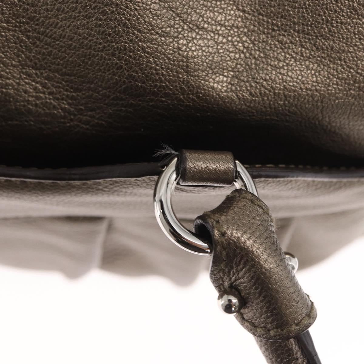 Salvatore Ferragamo Gancini Buckle Shoulder Bag Leather, GOLD, LEATHER, Handbag