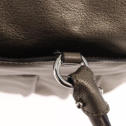 Salvatore Ferragamo Gancini Buckle Shoulder Bag Leather, GOLD, LEATHER, Handbag