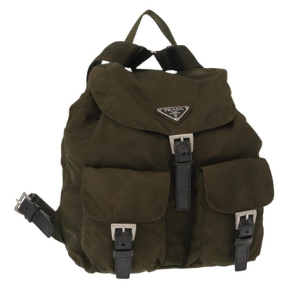 Prada Double Front Pocket Backpack Tessuto, KHAKI, NYLON, Backpack