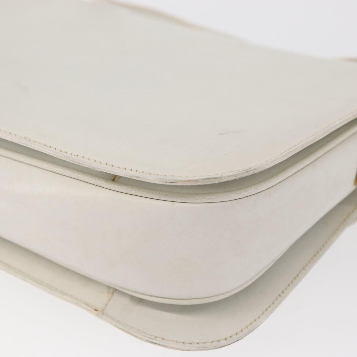 Celine Vintage Shoulder Bag Leather, WHITE, LEATHER, Shoulder bag