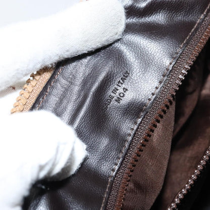 Celine Vintage Macadam Handbag Canvas and Leather, BEIGE, CANVAS, Handbag