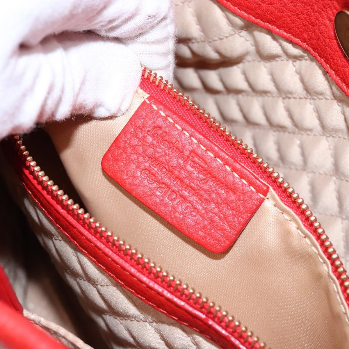 Salvatore Ferragamo Vala Handbag Leather, RED, LEATHER, Handbag