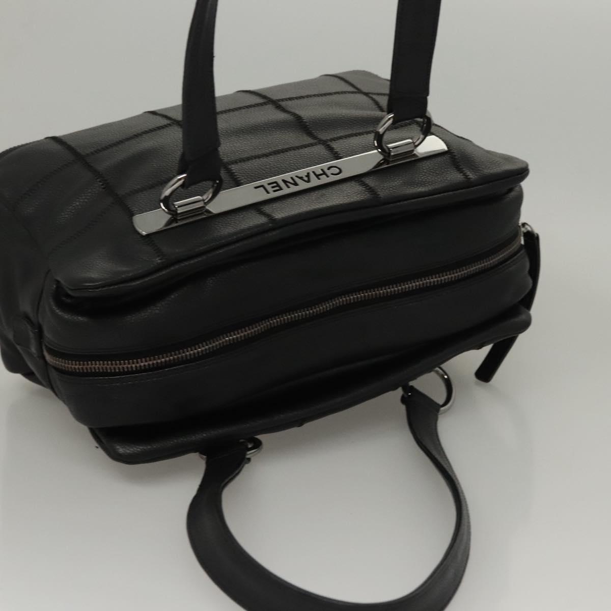 Chanel Chocolate Bar Shoulder Bag Calfskin, BLACK, LEATHER, Shoulder bag