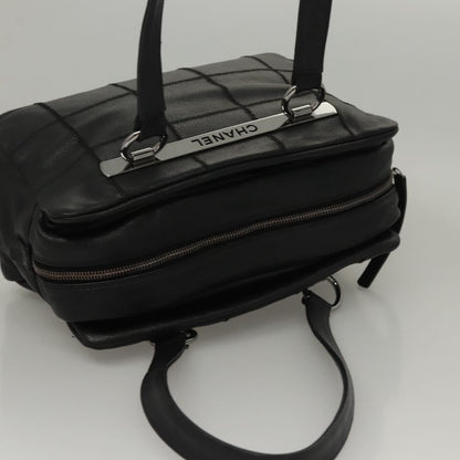 Chanel Chocolate Bar Shoulder Bag Calfskin, BLACK, LEATHER, Shoulder bag