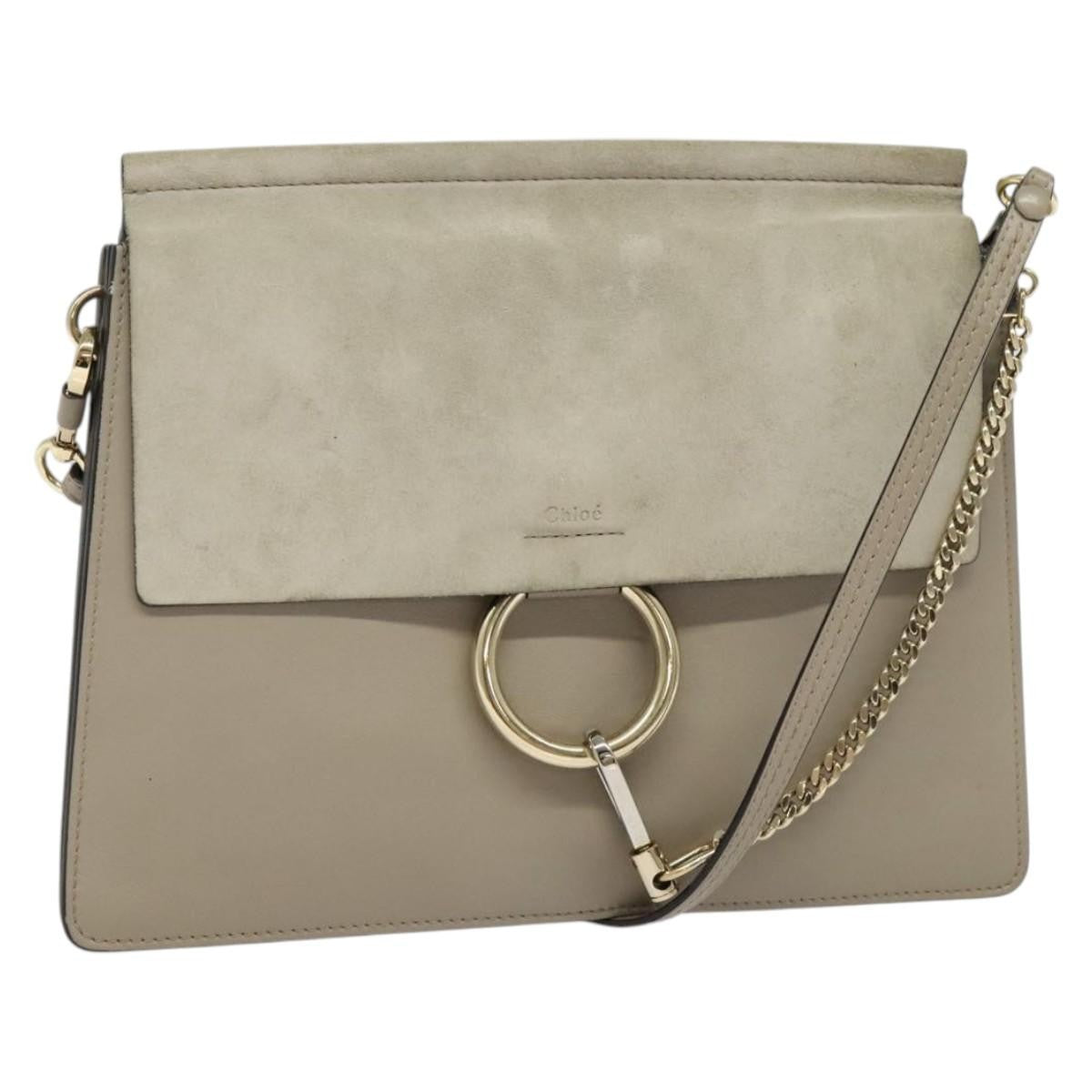 Chloe Faye Shoulder Bag Leather and Suede, GRAY, SUEDE, Shoulder bag