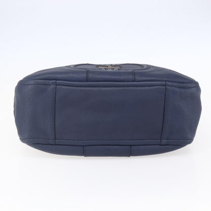 Salvatore Ferragamo Izzie Gancini Embossed Tote Soft Calf, BLUE, LEATHER, Tote bag