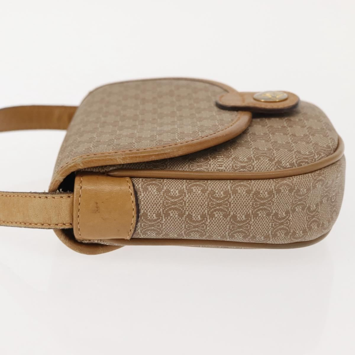 Celine Vintage Macadam Shoulder Bag Canvas and Leather, BEIGE, CANVAS, Shoulder bag