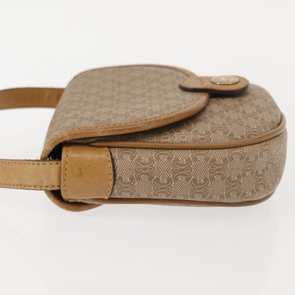 Celine Vintage Macadam Shoulder Bag Canvas and Leather, BEIGE, CANVAS, Shoulder bag