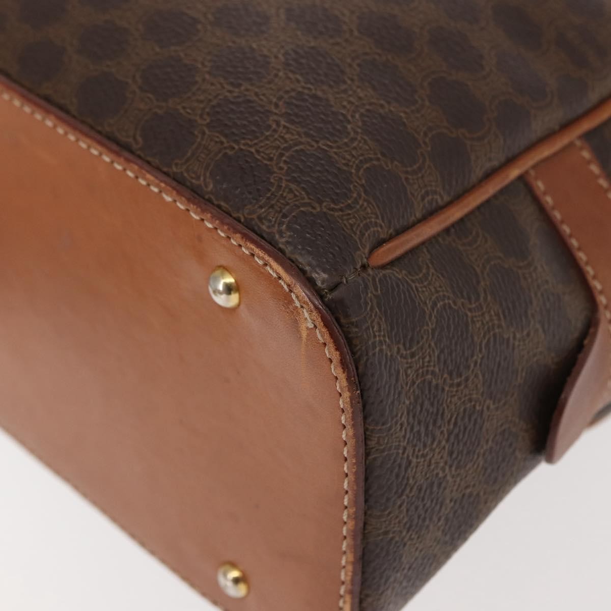Celine Vintage Macadam Handbag Canvas and Leather, BROWN, CANVAS, Handbag